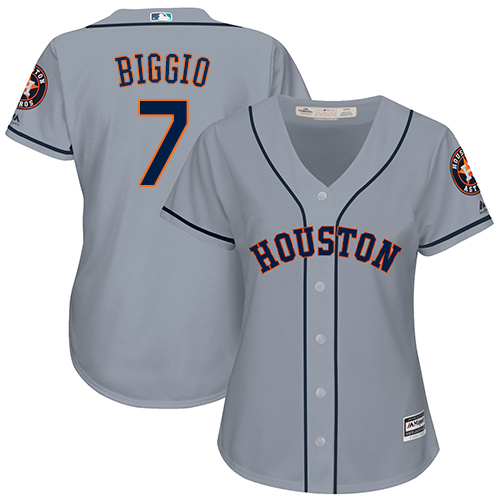 Women's Majestic Houston Astros #7 Craig Biggio Authentic Grey Road Cool Base MLB Jersey