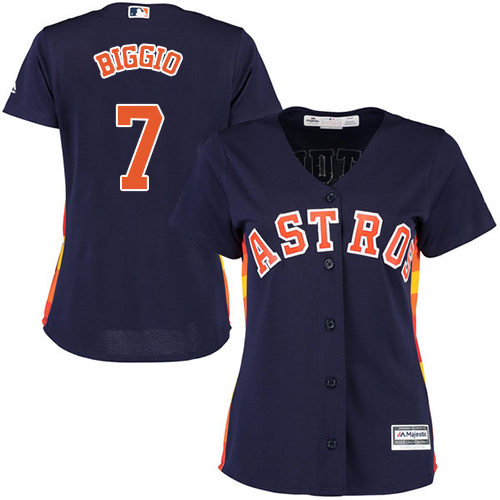 Women's Majestic Houston Astros #7 Craig Biggio Authentic Navy Blue Alternate Cool Base MLB Jersey
