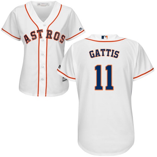 Women's Majestic Houston Astros #11 Evan Gattis Authentic White Home Cool Base MLB Jersey