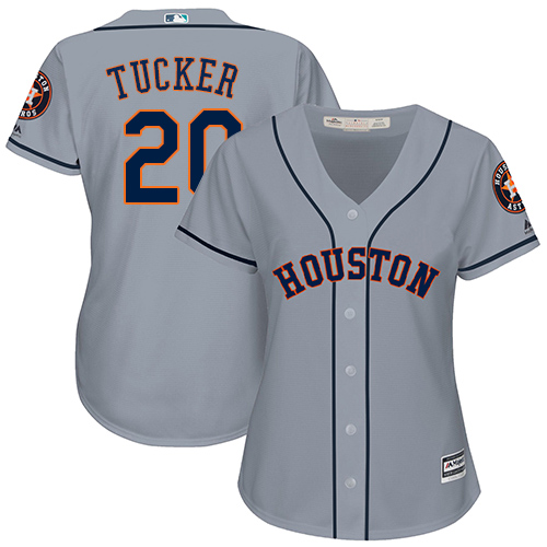 Women's Majestic Houston Astros #20 Preston Tucker Authentic Grey Road Cool Base MLB Jersey