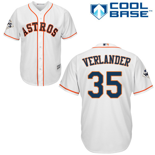 Youth Majestic Houston Astros #35 Justin Verlander Authentic White Home Cool Base MLB Jersey
