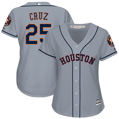 Women's Majestic Houston Astros #25 Jose Cruz Jr. Authentic Grey Road Cool Base MLB Jersey