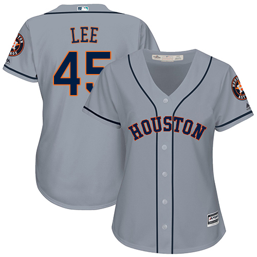 Women's Majestic Houston Astros #45 Carlos Lee Authentic Grey Road Cool Base MLB Jersey
