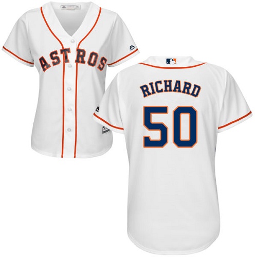 Women's Majestic Houston Astros #50 J.R. Richard Authentic White Home Cool Base MLB Jersey