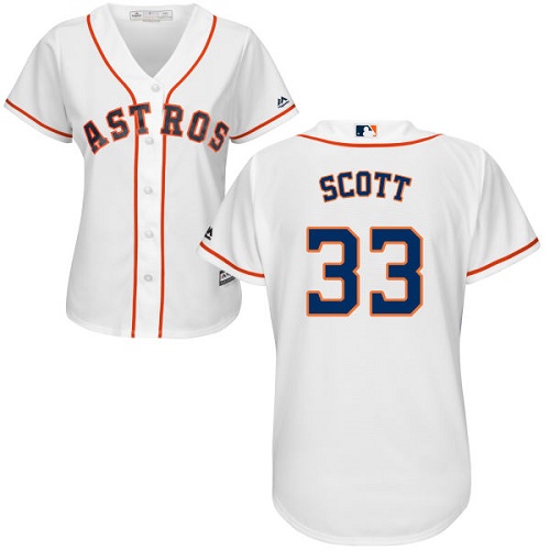 Women's Majestic Houston Astros #33 Mike Scott Authentic White Home Cool Base MLB Jersey