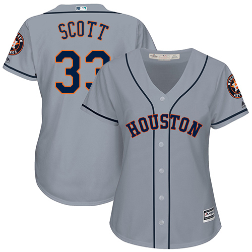 Women's Majestic Houston Astros #33 Mike Scott Authentic Grey Road Cool Base MLB Jersey