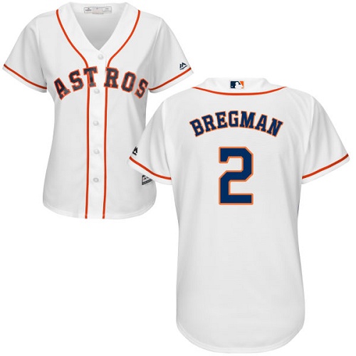 Women's Majestic Houston Astros #2 Alex Bregman Authentic White Home Cool Base MLB Jersey