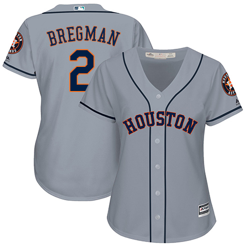 Women's Majestic Houston Astros #2 Alex Bregman Authentic Grey Road Cool Base MLB Jersey