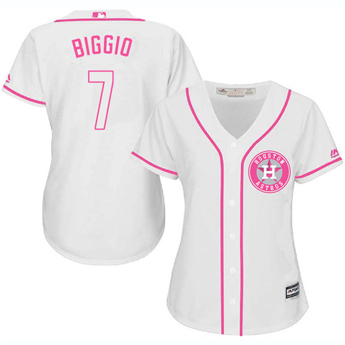 Women's Majestic Houston Astros #7 Craig Biggio Authentic White Fashion Cool Base MLB Jersey