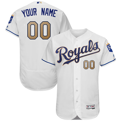 Men's Majestic Kansas City Royals Customized White Home Flex Base Authentic MLB Jersey