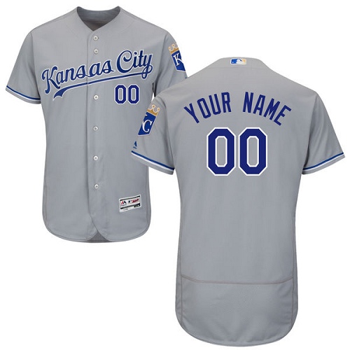 Men's Majestic Kansas City Royals Customized Authentic Grey Road Cool Base MLB Jersey