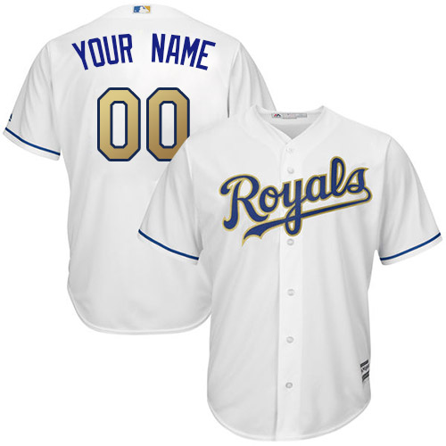 Youth Majestic Kansas City Royals Customized Replica White Home Cool Base MLB Jersey