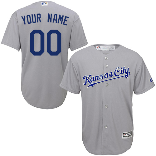 Youth Majestic Kansas City Royals Customized Authentic Grey Road Cool Base MLB Jersey