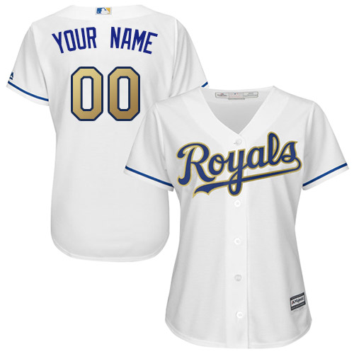 Women's Majestic Kansas City Royals Customized Authentic White Home Cool Base MLB Jersey