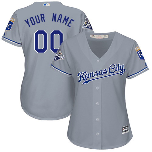 Women's Majestic Kansas City Royals Customized Authentic Grey Road Cool Base MLB Jersey