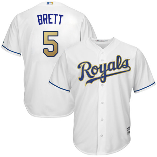 Men's Majestic Kansas City Royals #5 George Brett Replica White Home Cool Base MLB Jersey