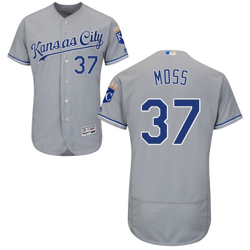 Men's Majestic Kansas City Royals #37 Brandon Moss Grey Flexbase Authentic Collection MLB Jersey