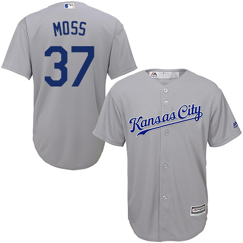 Men's Majestic Kansas City Royals #37 Brandon Moss Replica Grey Road Cool Base MLB Jersey