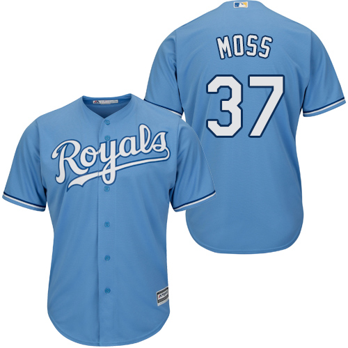 Men's Majestic Kansas City Royals #37 Brandon Moss Replica Light Blue Alternate 1 Cool Base MLB Jersey