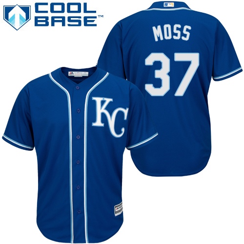 Men's Majestic Kansas City Royals #37 Brandon Moss Replica Blue Alternate 2 Cool Base MLB Jersey