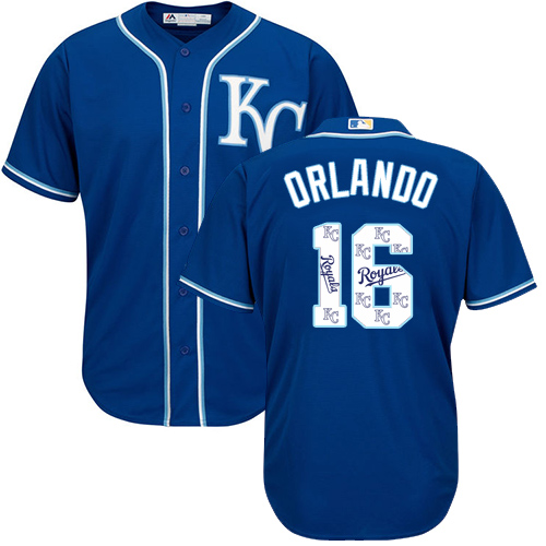 Men's Majestic Kansas City Royals #16 Paulo Orlando Authentic Blue Team Logo Fashion Cool Base MLB Jersey