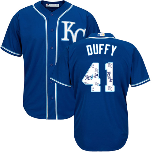 Men's Majestic Kansas City Royals #41 Danny Duffy Blue Authentic Blue Team Logo Fashion Cool Base MLB Jersey