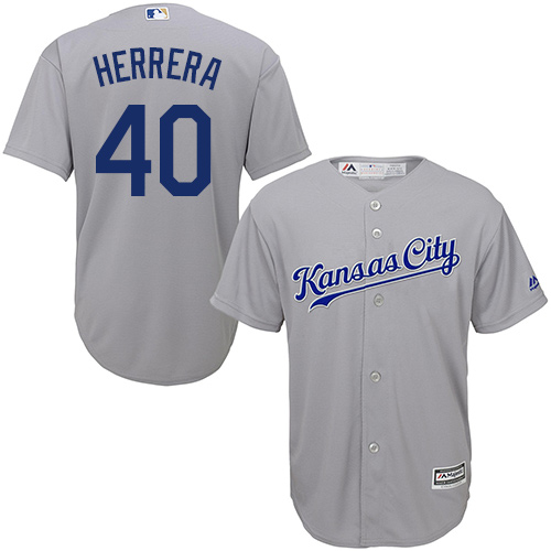 Youth Majestic Kansas City Royals #40 Kelvin Herrera Authentic Grey Road Cool Base MLB Jersey