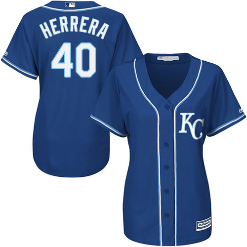 Women's Majestic Kansas City Royals #40 Kelvin Herrera Replica Blue Alternate 2 Cool Base MLB Jersey