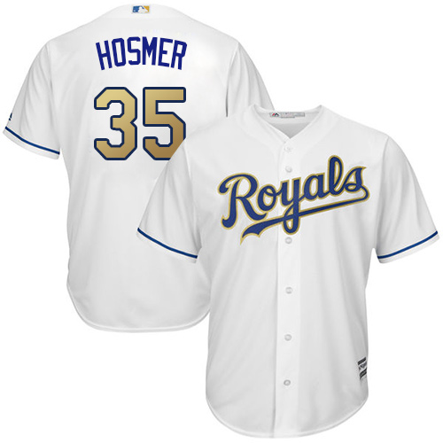 Youth Majestic Kansas City Royals #35 Eric Hosmer Authentic White Home Cool Base MLB Jersey