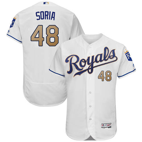Men's Majestic Kansas City Royals #48 Joakim Soria White Home Flex Base Authentic MLB Jersey