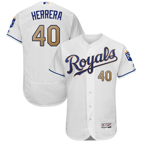 Men's Majestic Kansas City Royals #40 Kelvin Herrera White Home Flex Base Authentic MLB Jersey