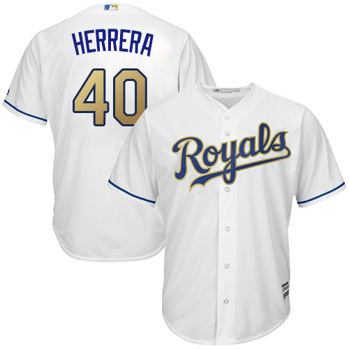 Men's Majestic Kansas City Royals #40 Kelvin Herrera Replica White Home Cool Base MLB Jersey