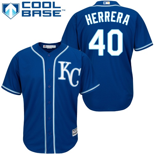 Men's Majestic Kansas City Royals #40 Kelvin Herrera Replica Blue Alternate 2 Cool Base MLB Jersey