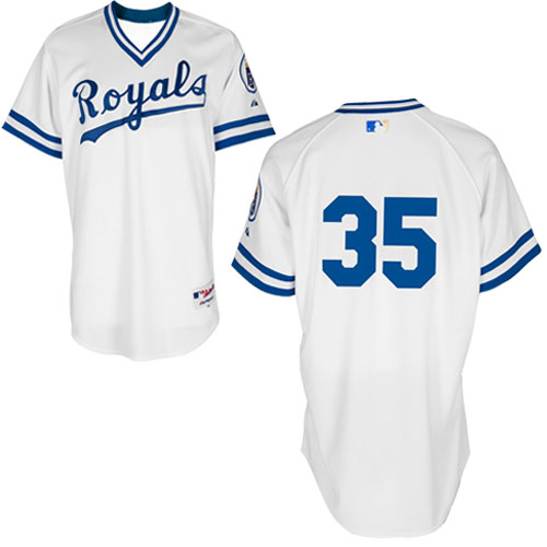 Men's Majestic Kansas City Royals #35 Eric Hosmer Replica White 1974 Turn Back The Clock MLB Jersey