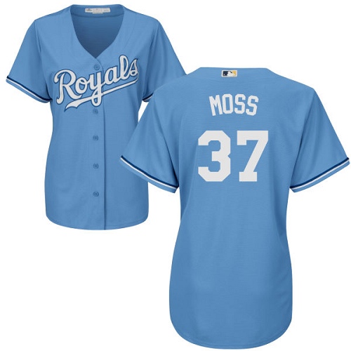 Women's Majestic Kansas City Royals #37 Brandon Moss Replica Light Blue Alternate 1 Cool Base MLB Jersey