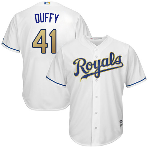 Youth Majestic Kansas City Royals #41 Danny Duffy Authentic White Home Cool Base MLB Jersey