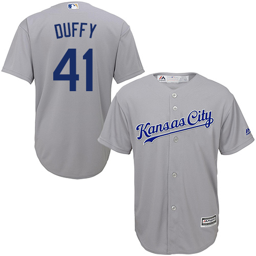 Youth Majestic Kansas City Royals #41 Danny Duffy Authentic Grey Road Cool Base MLB Jersey