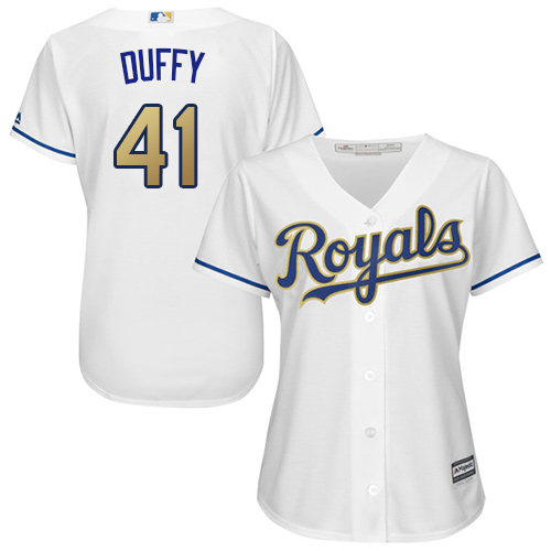 Women's Majestic Kansas City Royals #41 Danny Duffy Replica White Home Cool Base MLB Jersey