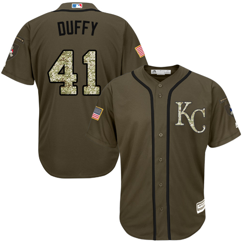 Youth Majestic Kansas City Royals #41 Danny Duffy Authentic Green Salute to Service MLB Jersey