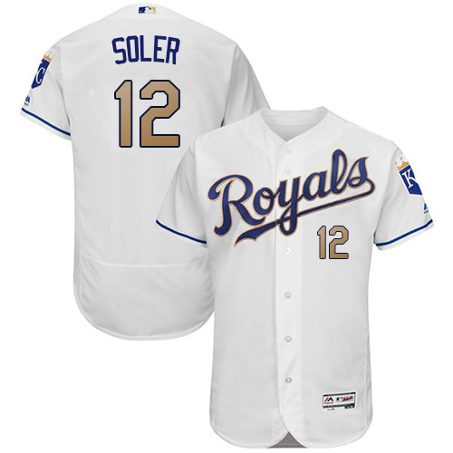Men's Majestic Kansas City Royals #12 Jorge Soler White Flexbase Authentic Collection MLB Jersey
