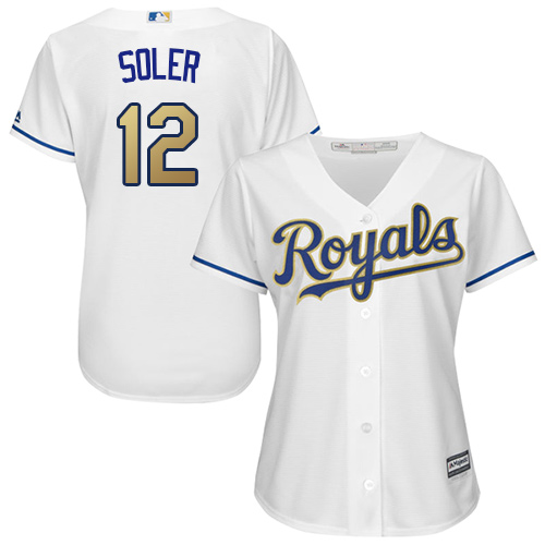 Women's Majestic Kansas City Royals #12 Jorge Soler Authentic White Home Cool Base MLB Jersey