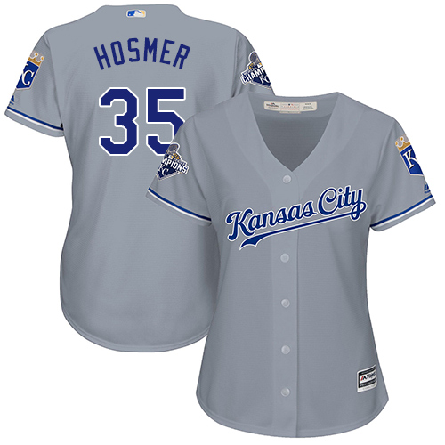 Women's Majestic Kansas City Royals #35 Eric Hosmer Authentic Grey Road Cool Base MLB Jersey