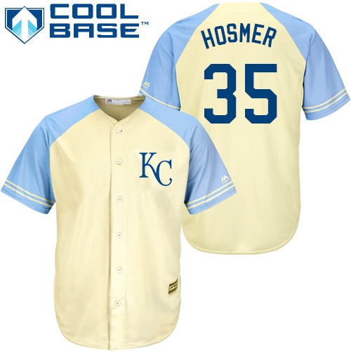Men's Majestic Kansas City Royals #35 Eric Hosmer Authentic Cream Exclusive Vintage Cool Base MLB Jersey