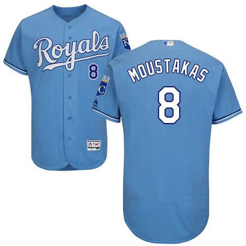 Men's Majestic Kansas City Royals #8 Mike Moustakas Light Blue Flexbase Authentic Collection MLB Jersey