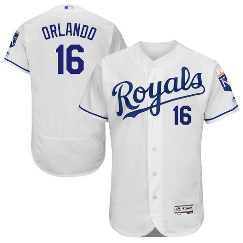 Men's Majestic Kansas City Royals #16 Paulo Orlando White Flexbase Authentic Collection MLB Jersey