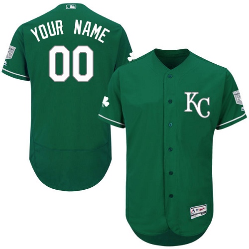 Men's Majestic Kansas City Royals Customized Green Celtic Flexbase Authentic Collection MLB Jersey