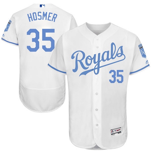 Men's Majestic Kansas City Royals #35 Eric Hosmer Authentic White 2016 Father's Day Fashion Flex Base MLB Jersey