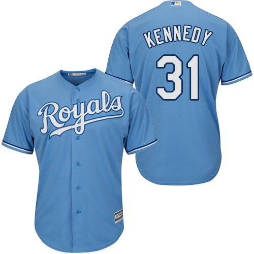 Men's Majestic Kansas City Royals #31 Ian Kennedy Replica Light Blue Alternate 1 Cool Base MLB Jersey
