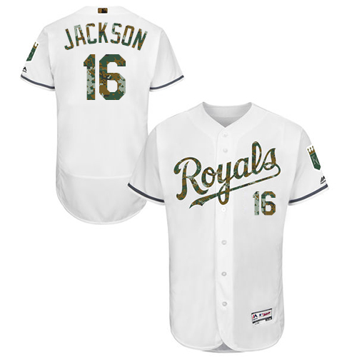 Men's Majestic Kansas City Royals #16 Bo Jackson Authentic White 2016 Memorial Day Fashion Flex Base MLB Jersey