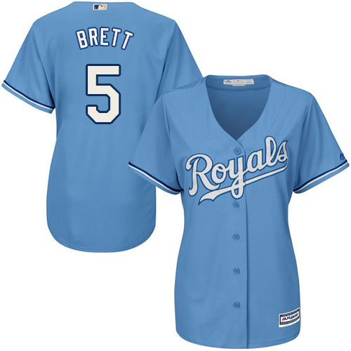 Women's Majestic Kansas City Royals #5 George Brett Authentic Light Blue Alternate 1 Cool Base MLB Jersey